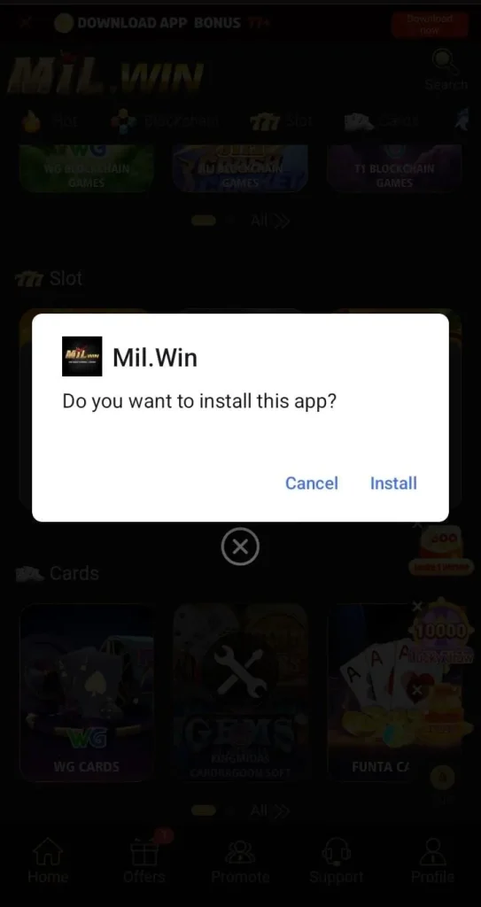 Install Mil Win Game